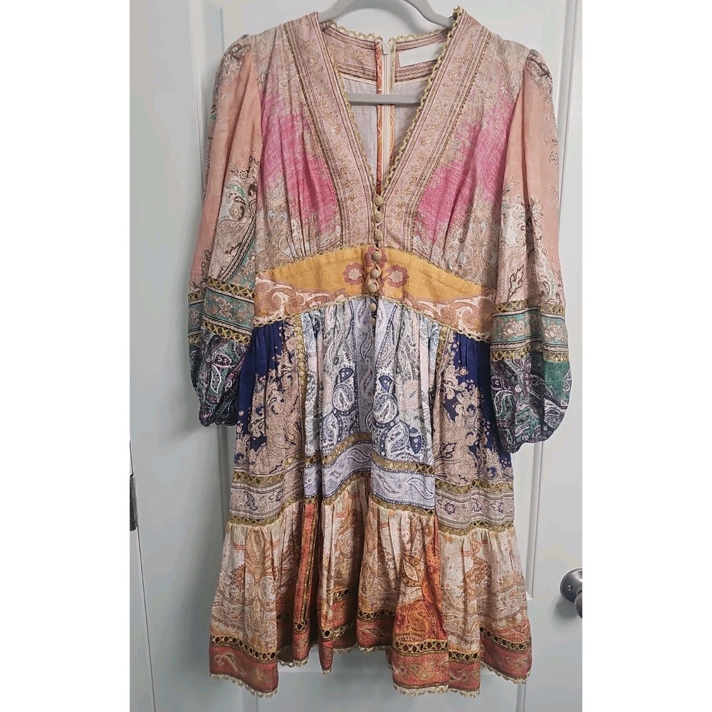ZIMMERMANN ANNEKE LANTERN MINI DRESS Beautiful Size 10/12. See Measurements